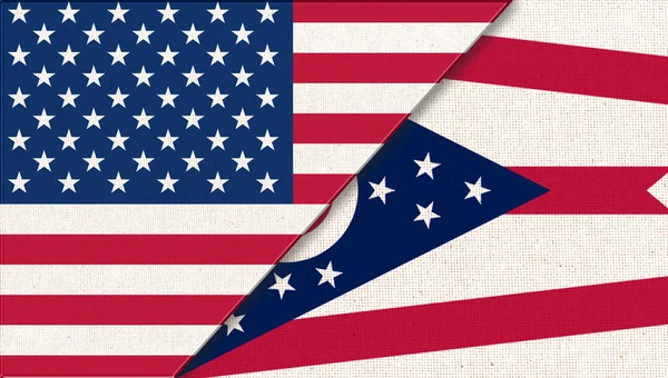 Vlajky Usa Ohia Politický Koncept Vlajky Ohia Spojených Států Amerických — Stock fotografie