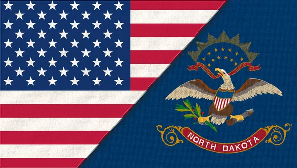 Flags Usa North Dakota Political Concept Flags North Dakota United — Stock Photo, Image