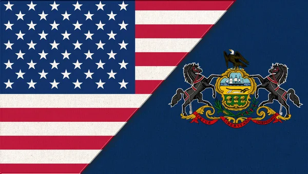 Flags Pennsylvania United States America Flags Usa Pennsylvania Political Concept — Stock Photo, Image