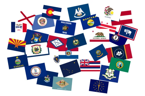State Flags White Background Political Concept Flags Illustration Symbols United — Stock Photo, Image