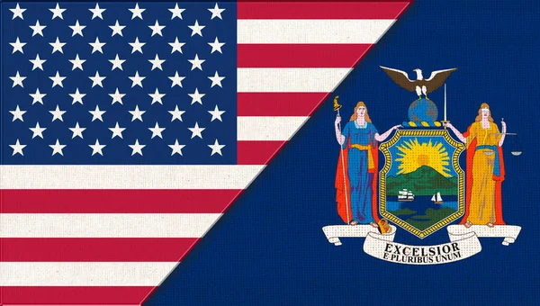 Прапори Нью Йорка Сполучених Штатів Америки Прапори Сша Нью Йорка — стокове фото