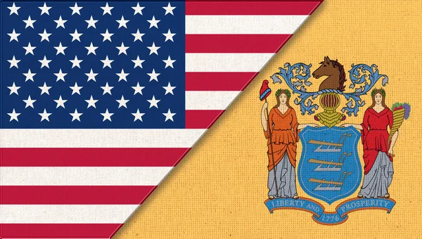 Flagi New Jersey Stanów Zjednoczonych Ameryki Flagi Usa New Jersey — Zdjęcie stockowe