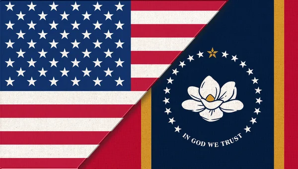 Флаги Сша Миссисипи Политическая Концепция Флаги Миссисипи Соединенных Штатов Америки — стоковое фото
