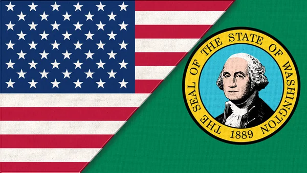 Flags Usa Washington Political Concept Flags Washington United States America — Stock Photo, Image