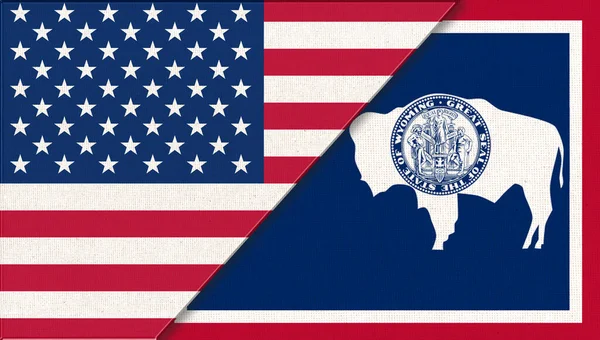 Banderas Estados Unidos Wyoming Concepto Político Banderas Wyoming Estados Unidos — Foto de Stock