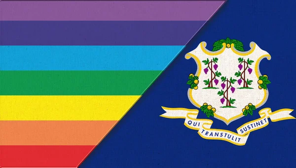 Σημαίες Του Κονέκτικατ Και Του Ίγκμπτ Σεξουαλική Αντίληψη Διπλή Σημαία — Φωτογραφία Αρχείου