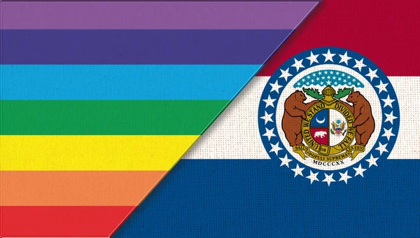 Σημαίες Του Μιζούρι Και Igbt Σεξουαλική Αντίληψη Διπλή Σημαία Εικόνα — Φωτογραφία Αρχείου