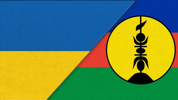 Flag Ukraine New Caledonia Illustration Two Flags Together National Symbols — Stock Photo, Image
