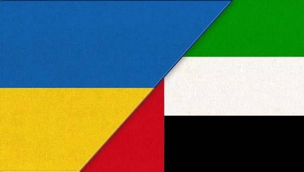 Vlajka Ukrajiny Spojených Arabských Emirátů Ukrajinské Sae Diplomatické Vztahy Ilustrace — Stock fotografie