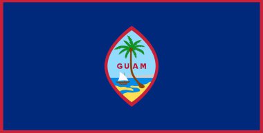 Guam bayrağı. Birleşik Devletler 'in organize edilmemiş topraklarının resmi sembolü. Üç boyutlu illüstrasyon. Guam bayrağının resmi sembolü. Ada ülkesi