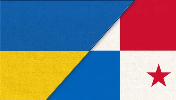 Ukrayna Panama Bayrakları Boyutlu Illüstrasyon Bayrak Birlikte Ukrayna Panama Nın — Stok fotoğraf
