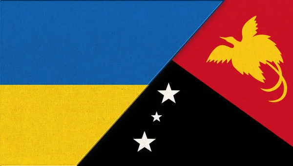 Ukrayna Papua Yeni Gine Bayrakları Boyutlu Illüstrasyon Bayrak Birlikte Ukrayna — Stok fotoğraf