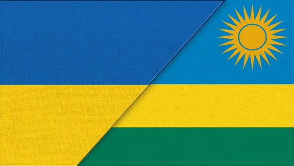 Bandiere Ucraina Ruanda Illustrazione Dei Simboli Nazionali Ucraina Ruanda Relazioni — Foto Stock