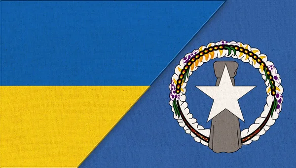 Drapeaux Ukraine Des Îles Mariannes Nord Illustration Deux Drapeaux Symboles — Photo