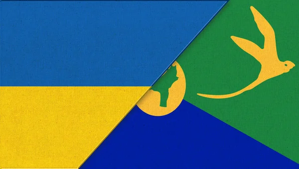 Flags Ukraine Flying Fish Cove Ілюстрація Два Прапори Разом Національні — стокове фото