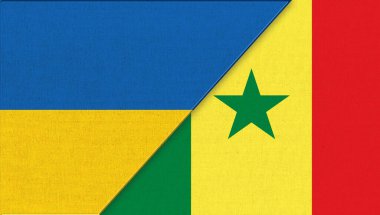 Ukrayna ve Senegal bayrağı - 3 boyutlu illüstrasyon. İki Bayrak Birlikte. Ukrayna ve Senegal 'in ulusal sembolleri. Ukrayna ve Senegal ilişkileri. Ukrayna ve Senegal arasında toplantı. Spor yarışması