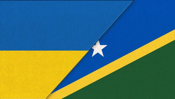 Flag Ukraine Solomon Islands Ілюстрація Два Прапори Разом Національні Символи — стокове фото