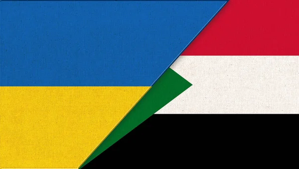 Flag Ukrajiny Súdánu Ilustrace Dvě Vlajky Pohromadě Národní Symboly Ukrajiny — Stock fotografie