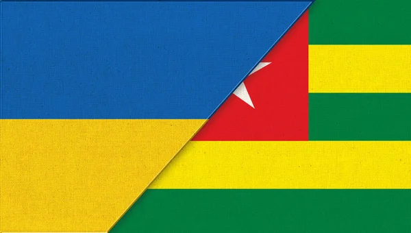 Bandeira Ucrânia Togo Ilustração Duas Bandeiras Juntas Símbolos Nacionais Ucrânia — Fotografia de Stock