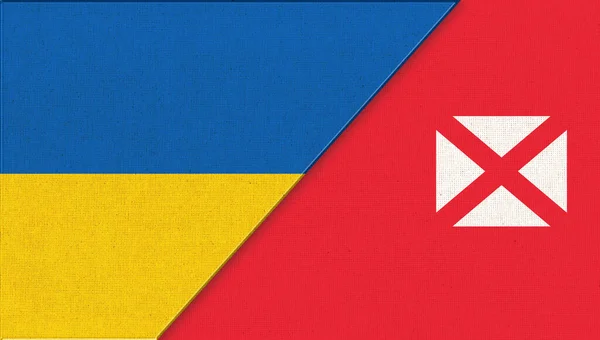 Bandera Ucrania Wallis Futuna Banderas Ucrania Wallis Futuna Sobre Textura —  Fotos de Stock