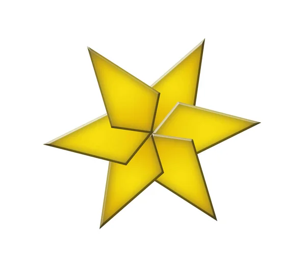 Žlutý Ostrý Předmět Mnohoúhelník Izolovaný Bílém Pozadí Geometrický Obrázek — Stock fotografie