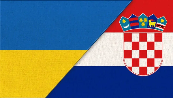 Flaggen Der Ukraine Und Kroatiens Zwei Flaggen Zusammen Nationalsymbole Der — Stockfoto