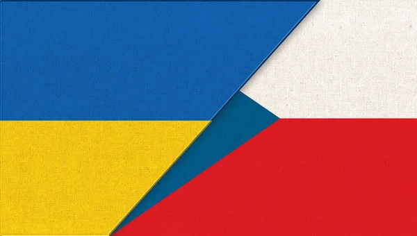 Bandeiras Ucrânia República Checa Ilustração Duas Bandeiras Juntas Símbolos Nacionais — Fotografia de Stock