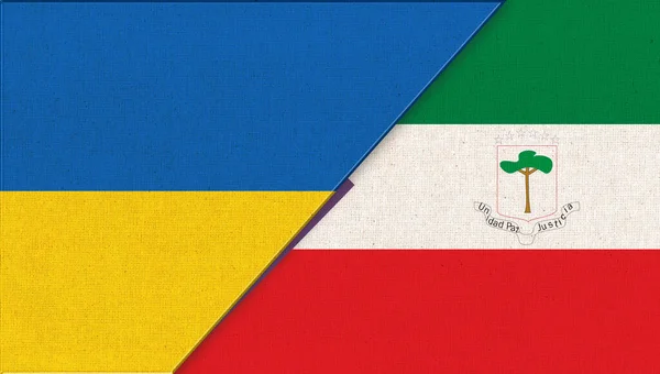 ウクライナと赤道ギニアの旗 3Dイラスト 二つの旗 ウクライナと赤道ギニアの国民のシンボル 二国間の外交関係は — ストック写真