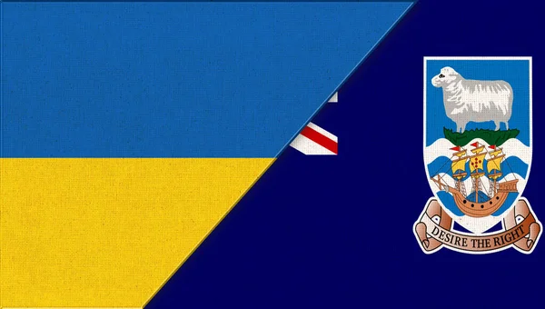乌克兰和福克兰群岛的国旗 两个旗子在一起 乌克兰和福克兰群岛的国家象征 乌克兰和福克兰群岛的关系 两国外交关系 — 图库照片
