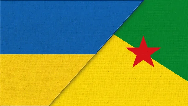 Флаги Украины Франции Два Флага Вместе Государственные Символы Украины Франции — стоковое фото