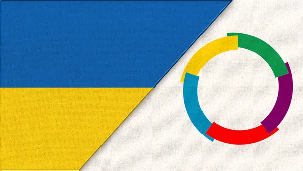 Flagi Ukrainy Organizacji Internationale Francophonie Ukraina Międzynarodowa Organizacja Frankofonii Ukraińska — Zdjęcie stockowe