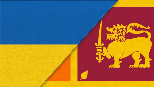 Bandeiras Ucrânia Sri Lanka Duas Bandeiras Juntas Símbolos Nacionais Ucrânia — Fotografia de Stock