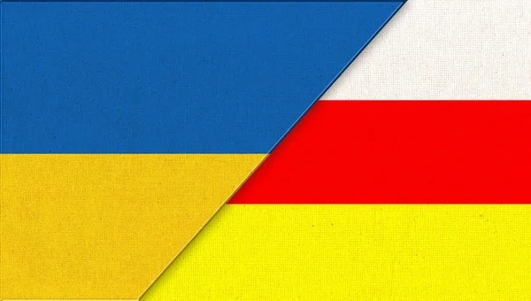 Прапори України Південної Осетії Два Прапори Національні Символи України Естонії — стокове фото