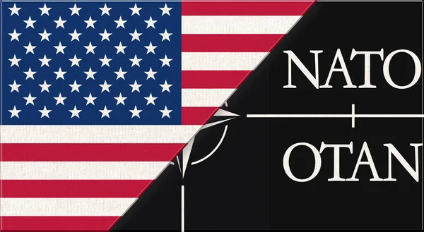 Флаг Сша Нато Организация Североатлантического Договора Флаги Сша Нато Тканевой — стоковое фото