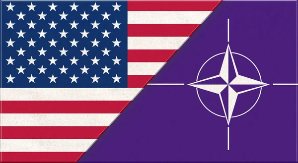 Flaga Usa Nato Organizacja Traktatu Północnoatlantyckiego Amerykańskie Nato Flagi Powierzchni — Zdjęcie stockowe