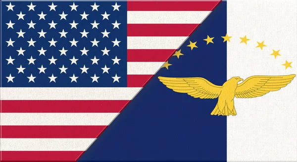 Bandeiras Dos Eua Dos Açores Bandeiras Nacionais Americanas Das Ilhas — Fotografia de Stock