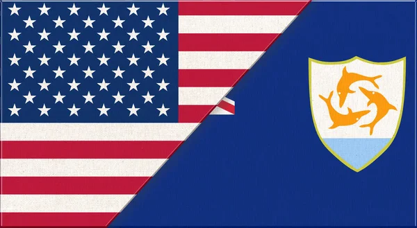 Bandeiras Dos Eua Anguilla Bandeiras Nacionais Americanas Anguilla Superfície Tecido — Fotografia de Stock