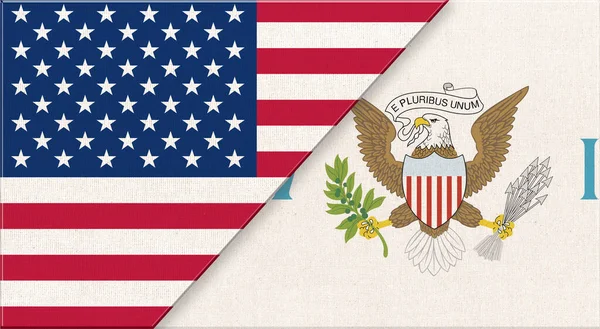 Flaggen Der Usa Und Der Jungferninseln Nationalflaggen Der Usa Und — Stockfoto