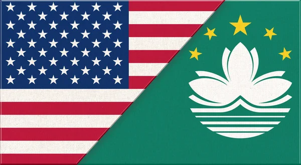 Flags Usa Macao American Macau National Flags Fabric Surface Flag — Stock Photo, Image