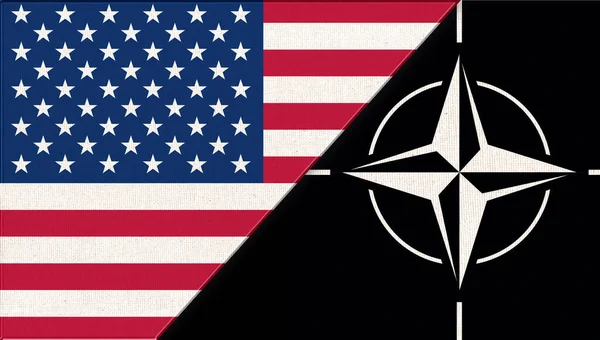 Flaga Usa Oraz Flaga Organizacji Traktatu Północnoatlantyckiego Nato Amerykańskie Nato — Zdjęcie stockowe