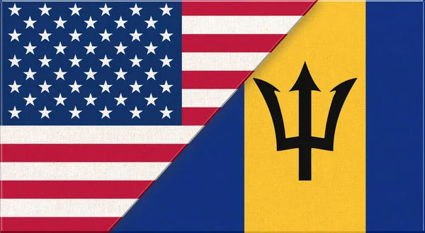 Flags Usa Barbados American Barbados National Flags Fabric Surface Flag — Stock Photo, Image