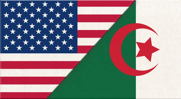 Bandeiras Ucrânia Argélia Ilustração Dos Símbolos Nacionais Ucrânia Argélia Relações — Fotografia de Stock