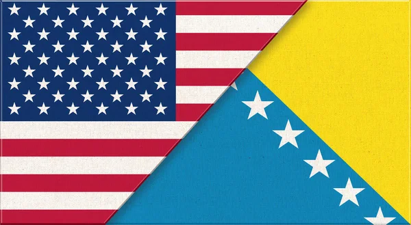 Drapeaux Des États Unis Bosnie Herzégovine Drapeaux Nationaux Américains Bosnie — Photo
