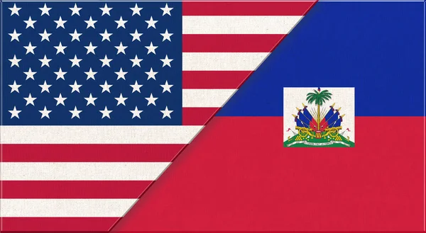 Bandeiras Dos Eua Haiti Relações Diplomáticas Americanas Haitianas Bandeiras Nacionais — Fotografia de Stock