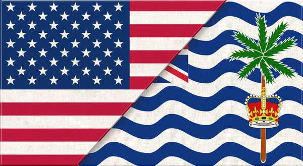 Flaggor Usa Och Brittiska Territoriet Indiska Oceanen Amerikanska Och Brittiska — Stockfoto
