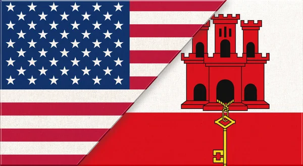 Bandeiras Dos Eua Gibraltar Bandeiras Nacionais Americanas Gibraltar Superfície Tecido — Fotografia de Stock
