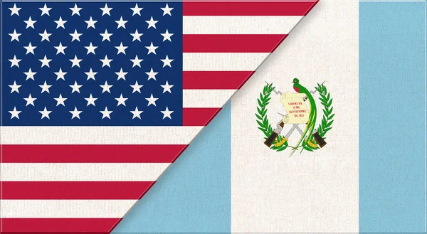 Vlajky Usa Guatemaly Americké Guatemalské Diplomatické Vztahy Národní Vlajky Povrchu — Stock fotografie