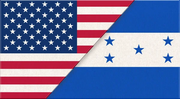 Flags Usa Honduras American Honduras Diplomatic Relations National Flags Fabric — Stock Photo, Image