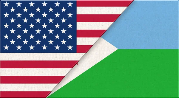 Flags Usa Djibouti American Djibouti National Flags Fabric Surface Flag — Stock Photo, Image