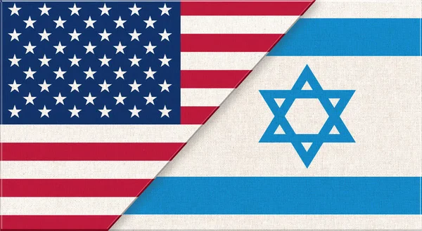 Bandiere Stati Uniti Israele Bandiere Nazionali Americane Israeliane Sulla Superficie — Foto Stock